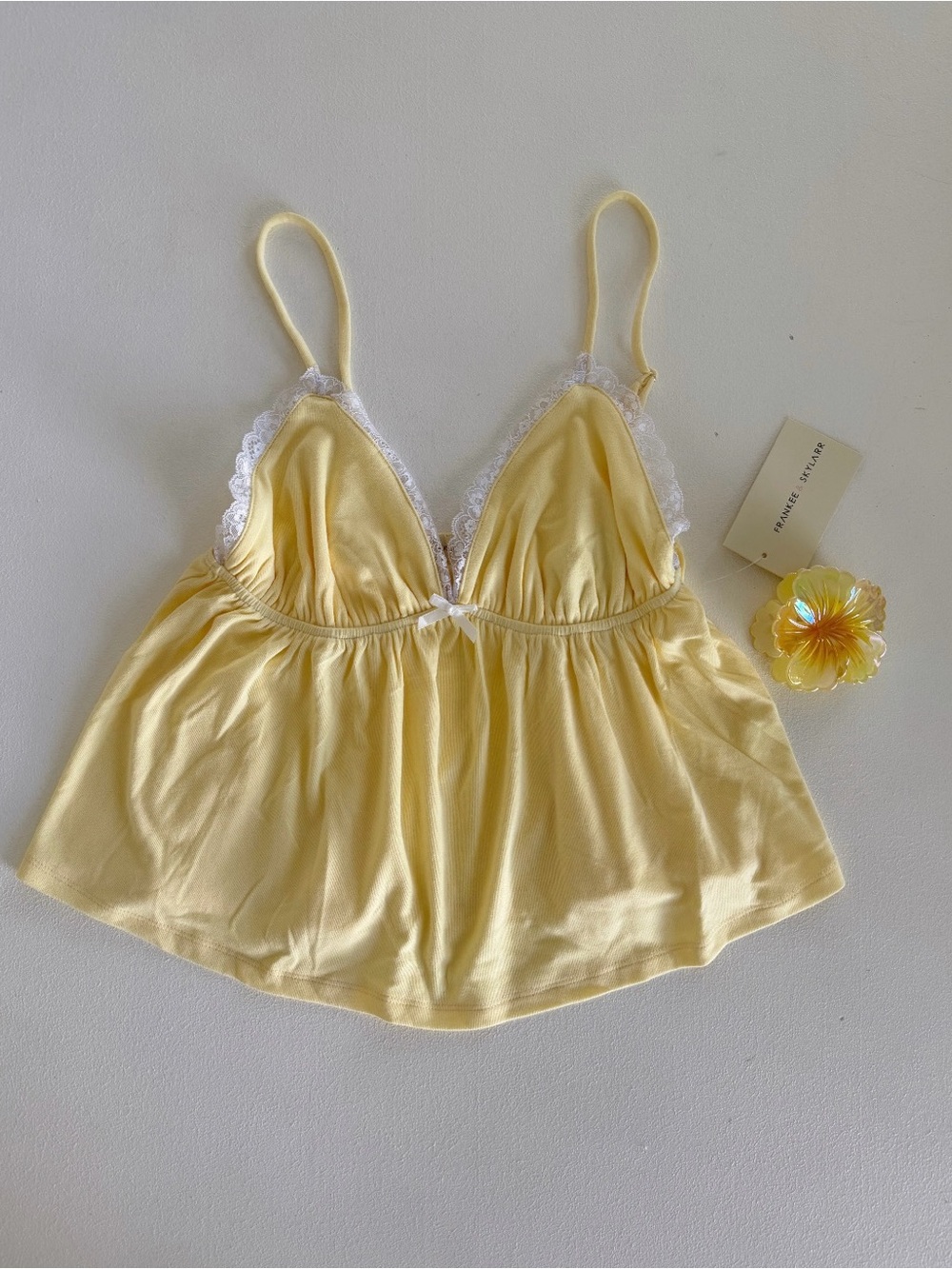 Women’s Lace-Trim Yellow Sleep Cami